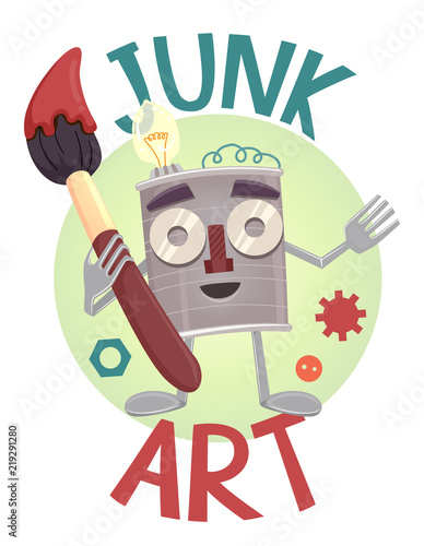 Junk Art Mascot Illustration