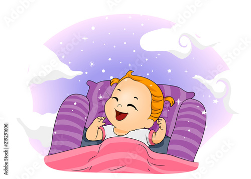 Kid Toddler Girl Dream Illustration