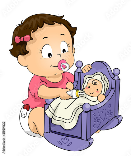 Kid Toddler Girl Feed Doll ...