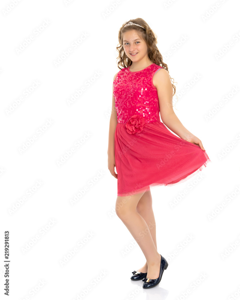 Elegant girl in a dress.