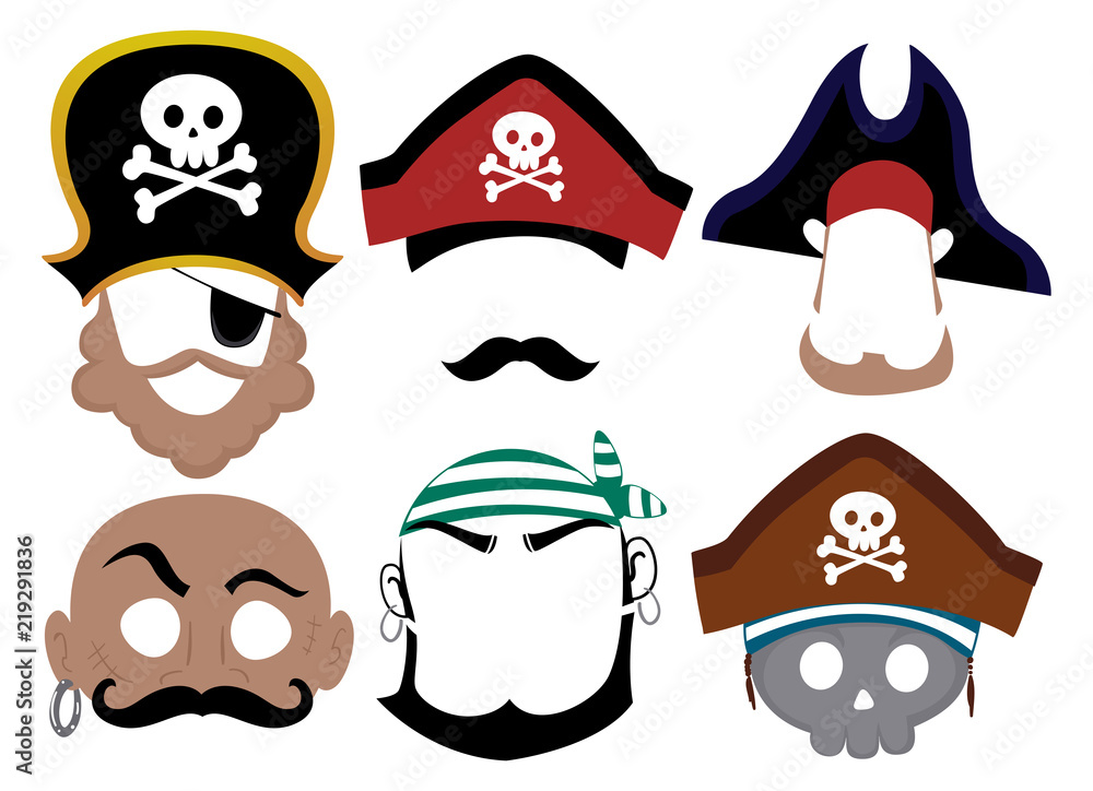 Pirate Printable Mask Illustration Stock Vector | Adobe Stock