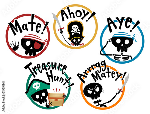 Pirate Words Icons Illustra...