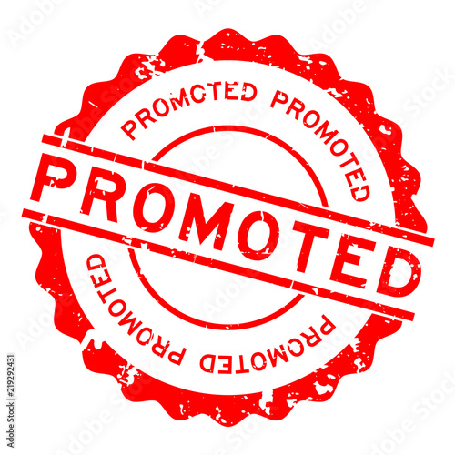 Grunge red promoted word round rubber seal stamp on white background