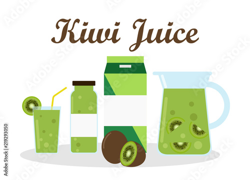 kiwi juice with pack template packaging design - vector illustration