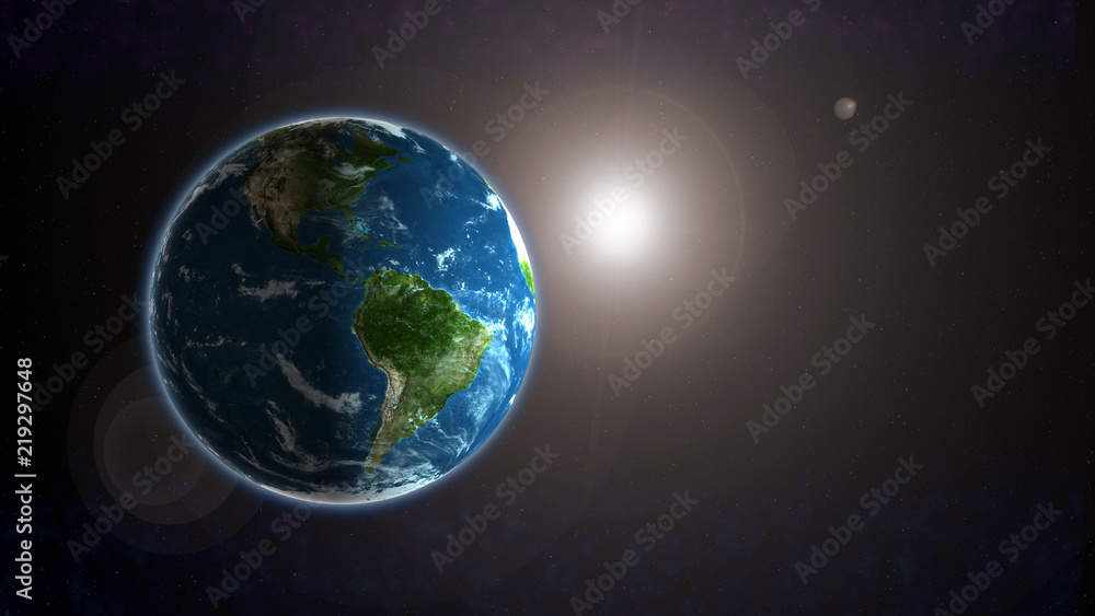 Fototapeta premium planet earth in space with sunlight