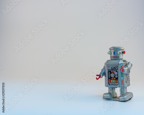 Small tin Wind Up Robot against big white space