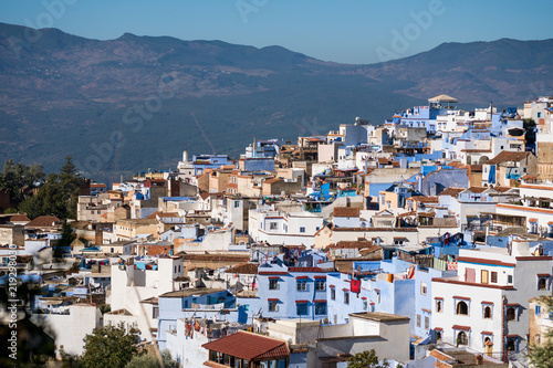 Aerial view of Chefchaouen, the Blue city, in Morocco © Marko Rupena
