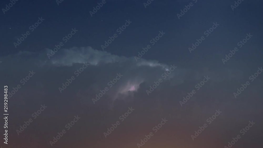 Thunderstorm clouds at night with lightning Thunderstorm clouds at night with lightning