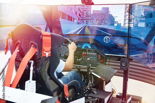 Computer racing simulator photo