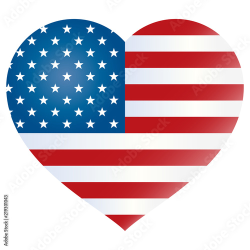 USA flag heart shape - United States flag silhouette