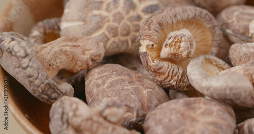 Stack of dried mushroom
