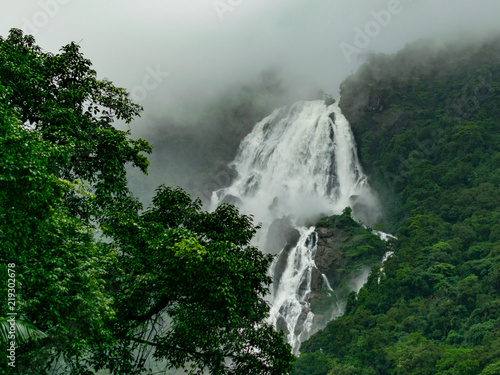 Image Of Dudhsagar waterfall and Scenic Train Route in raining season , travel to goa by train, Indian Train