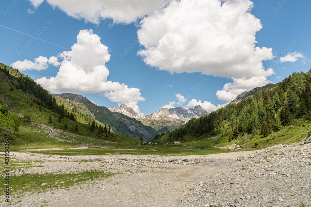 Naturpark Riedingtal Zederhaus mit Blick auf die Berge, Österreich Naturpark Riedingtal Zederhaus mit Blick auf die Berge, Österreich