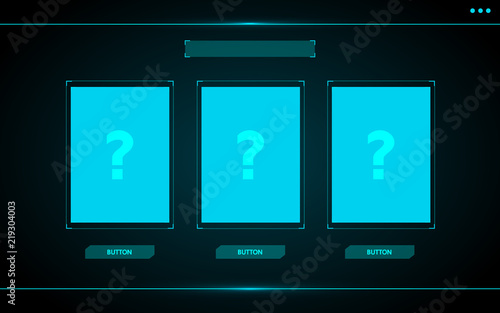 Choose one card,Game ui interface hud abstract technology design for digital business