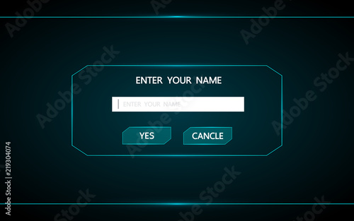 Button to enter the name in the game.Ui technology futuristic interface hud vector design .