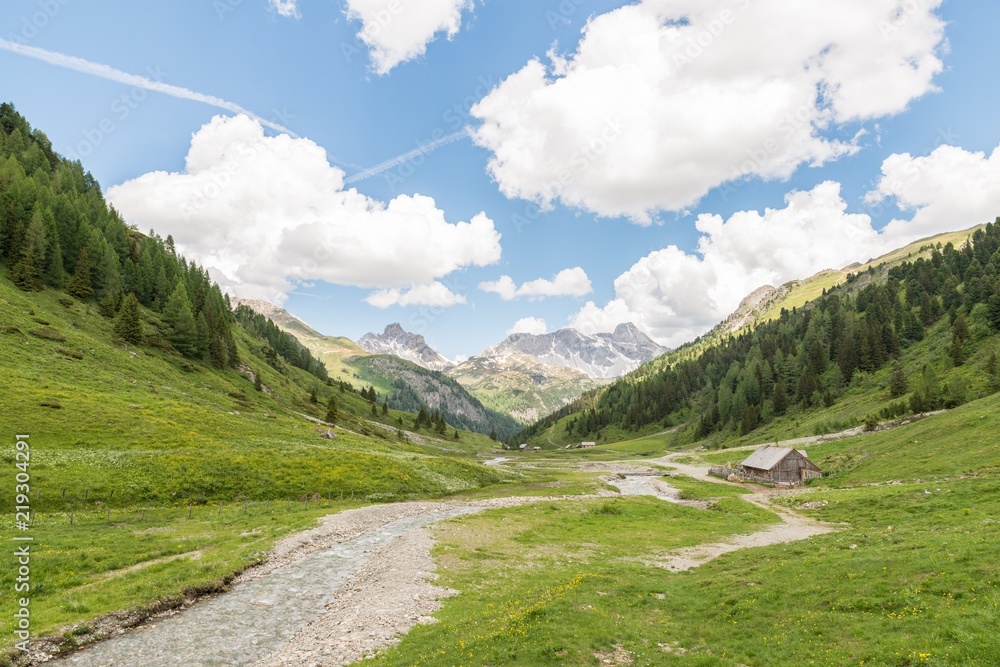 Naturpark Riedingtal Zederhaus mit Blick auf die Berge, Österreich Naturpark Riedingtal Zederhaus mit Blick auf die Berge, Österreich