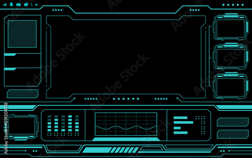 Blue control panel abstract Technology Interface hud on black background vector design. photo