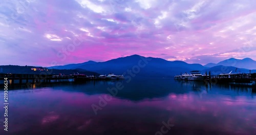 sunrise  Choawu pier  timelapse in   Sun Moon Lake taiwan