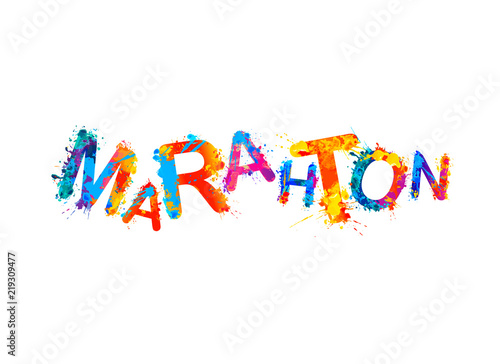Marathon. Word of splash paint letters
