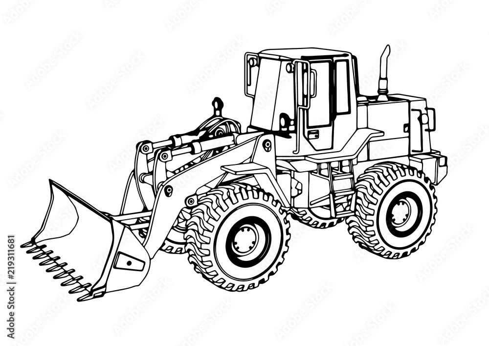 Fototapeta premium sketch of a construction bulldozer vector