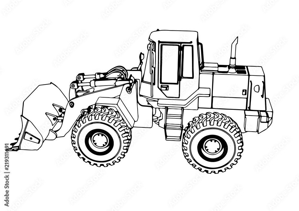 sketch of a construction bulldozer vector