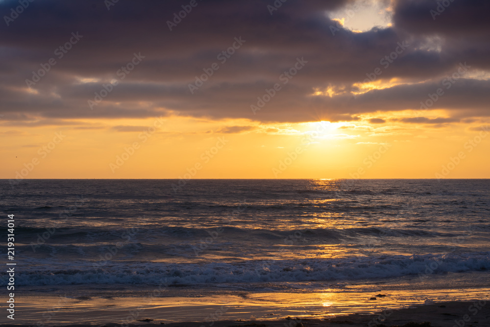 golden sunset at the beach pacific ocean summer