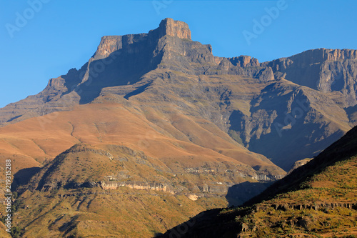 High peak in Drakensberg mountains, Royal Natal National Park, South Africa.