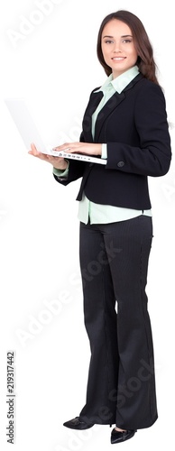 Businesswoman with Laptop - Isolated