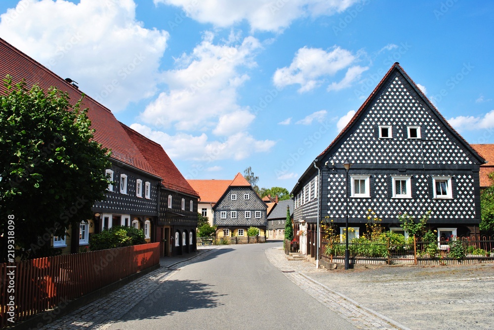 Naklejka premium Obercunnersdorf - wieś łużycka