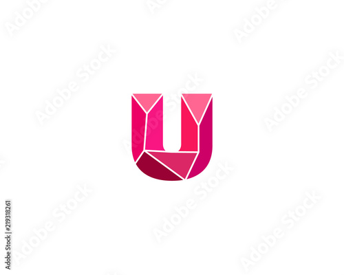 Polygonal trend letter u logotype. Color vector logo. Universal segment font element symbol.