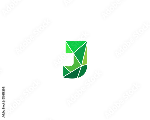Polygonal trend letter j logotype. Color vector logo. Universal segment font element symbol.
