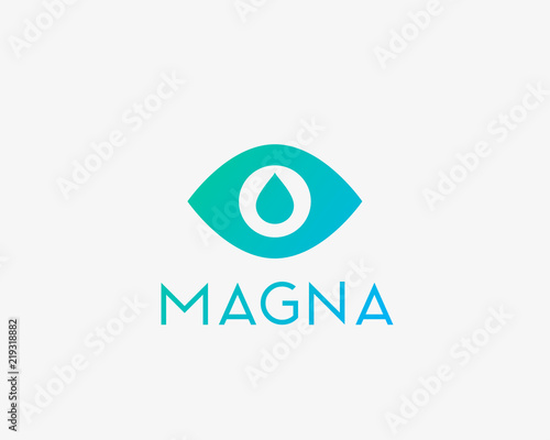 Abstract eye tear logo design. Water drop view look vector logotype.