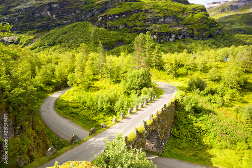 Norwegian scenic route Geiranger - Trollstigen road section named Knuten, Norway photo