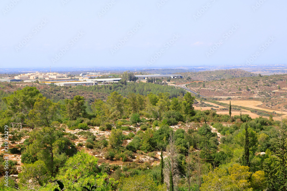 Panorama of Beit Shemesh, israely city with buildings and costruction, Israel