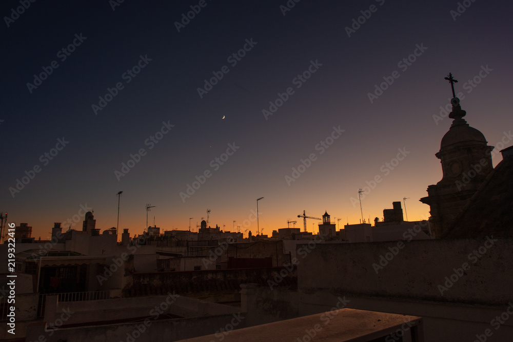 Anochecer desde las azoteas de Cádiz, Andalucía