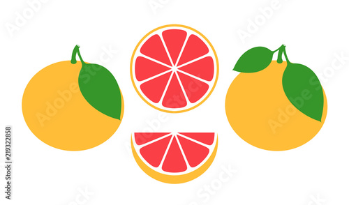 Grapefruit set. Isolated grapefruit on white background