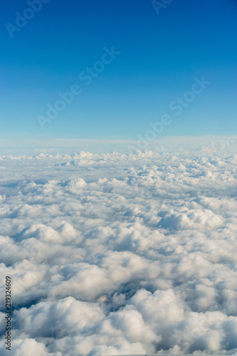 Deep blue and fluffy clouds sky