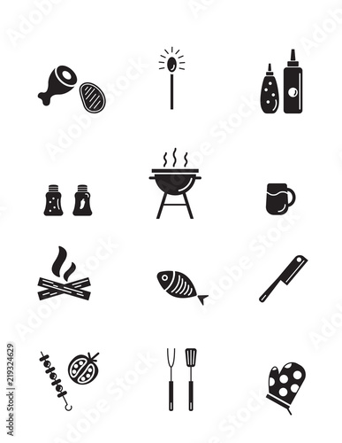 Barbeque and grill icons collection