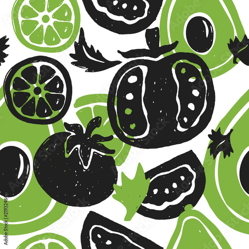 Guacamole. Vector seamless pattern.