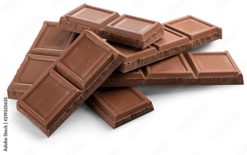 Pieces of delicious chocolate on white background Pieces of delicious chocolate on white background