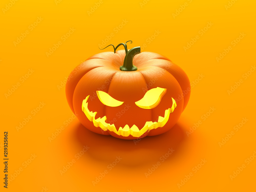 Holiday Halloween Banner with Pumpkins on orange background. 3d render Holiday Halloween Banner with Pumpkins on orange background. 3d render