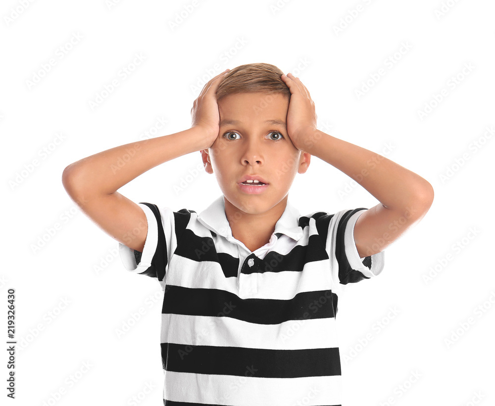 Adorable little boy in casual clothes on white background Adorable little boy in casual clothes on white background