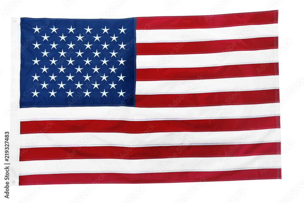 Fototapeta premium American flag on white background, top view