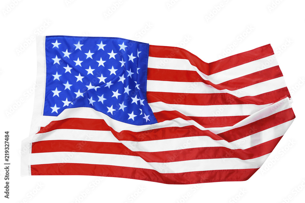 Fototapeta premium American flag on white background, top view