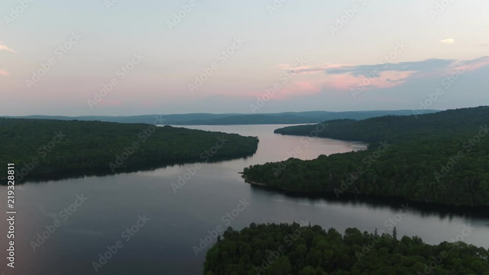 Sunset at the lake aerial Sunset at the lake aerial