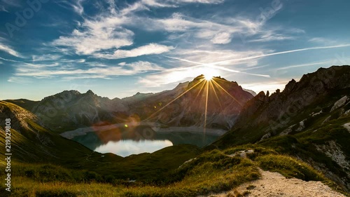 Mountain Sunset Timelapse at Luenersee, Austria