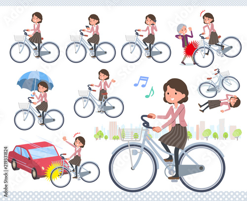 flat type Pink jacket Middle women_city cycle