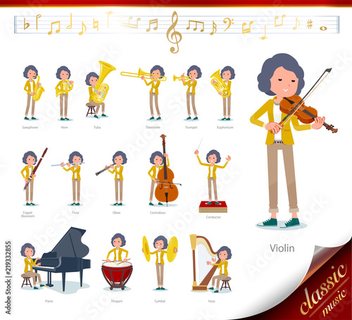 flat type Yellow jacket Middle women_classic music