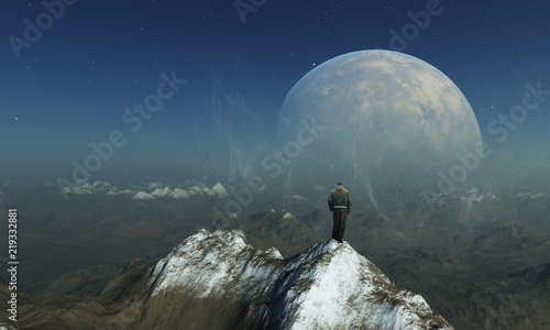 Fototapeta Naklejka Na Ścianę i Meble -  3d rendered Space Art: Alien Planet - A Fantasy Landscape