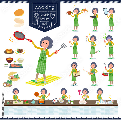 flat type Yellow jacket Middle women_cooking